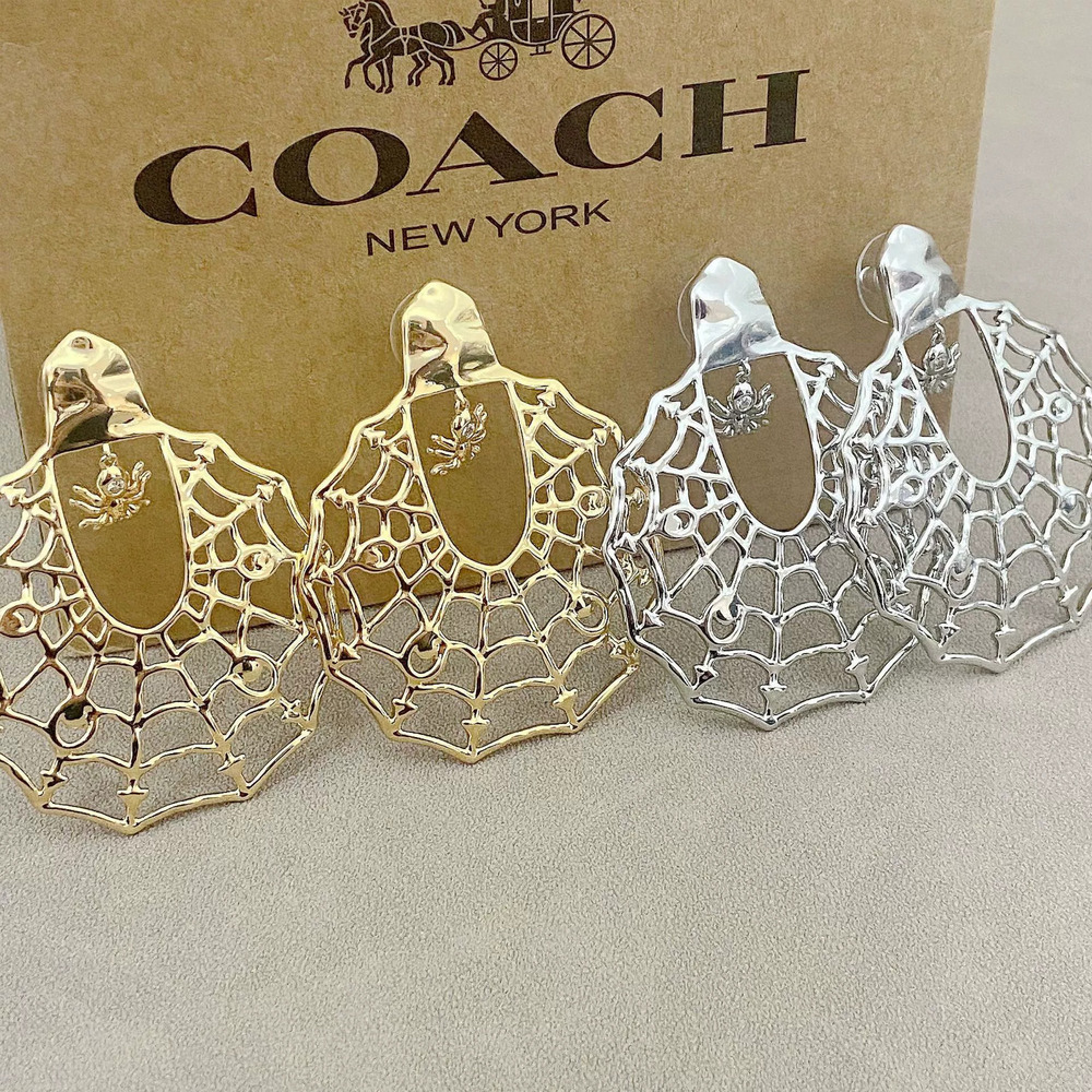 Coach Crystal Rhinestone Spider Web Earrings